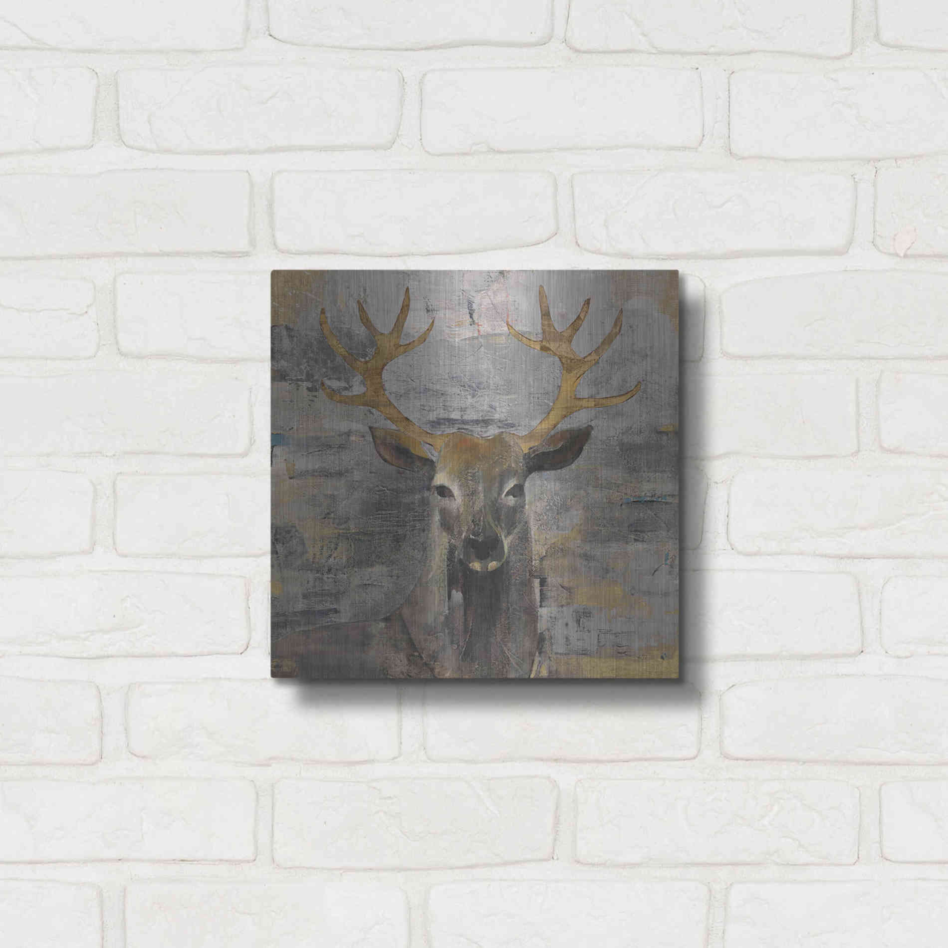 Luxe Metal Art 'The Leader Gold Light Grey' by Albena Hristova, Metal Wall Art,12x12