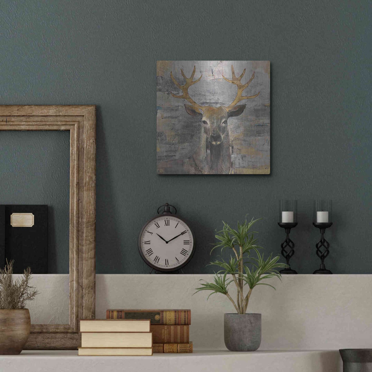 Luxe Metal Art 'The Leader Gold Light Grey' by Albena Hristova, Metal Wall Art,12x12