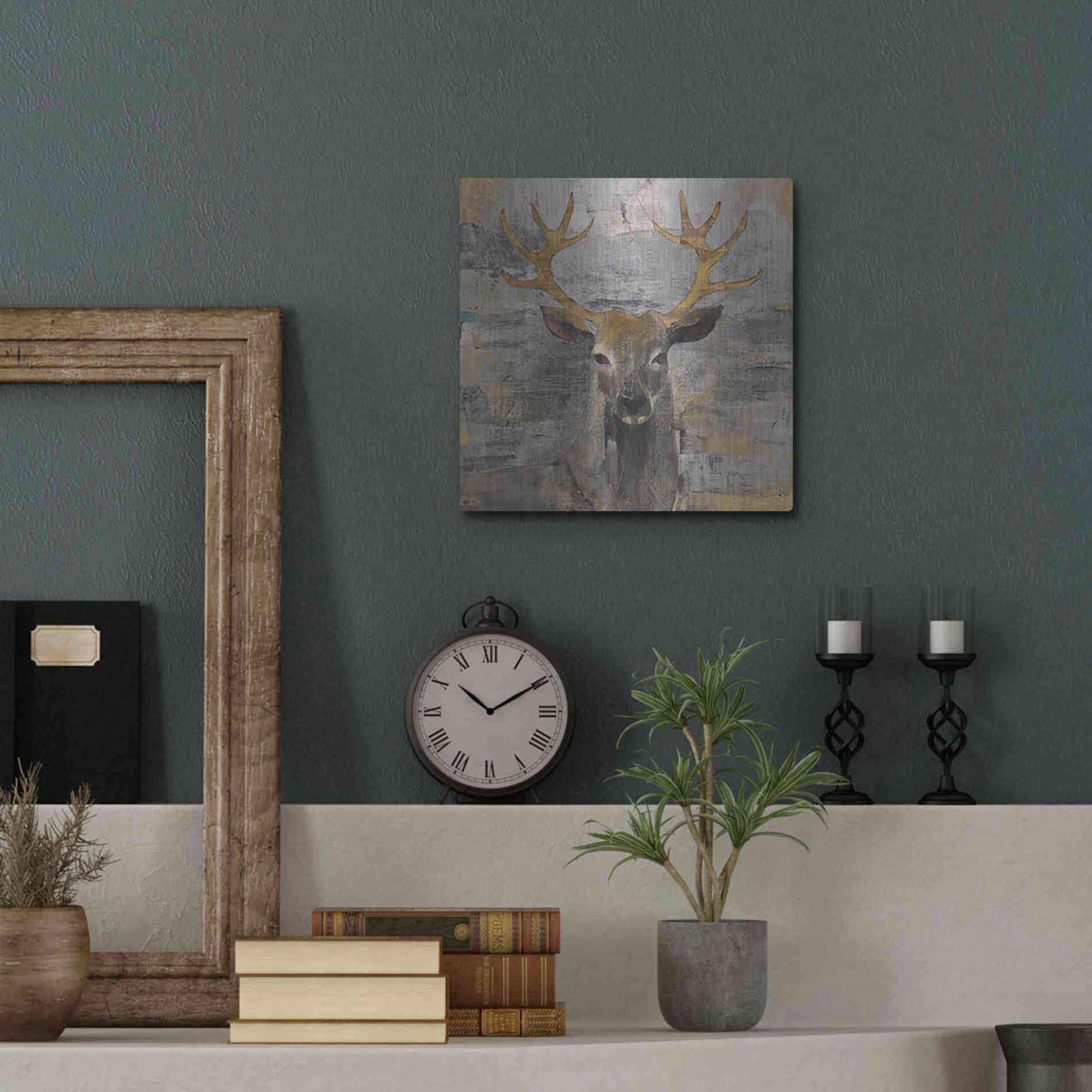 Luxe Metal Art 'The Leader Gold Light Grey' by Albena Hristova, Metal Wall Art,12x12