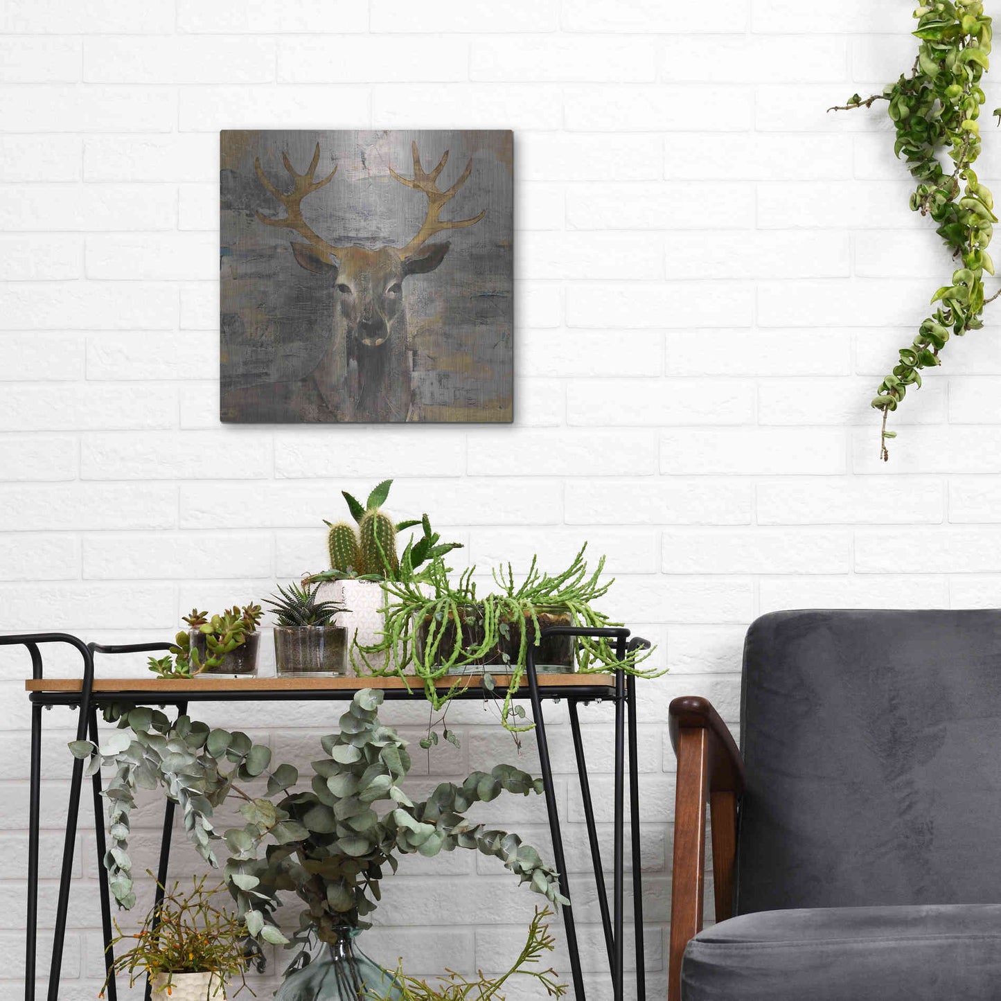 Luxe Metal Art 'The Leader Gold Light Grey' by Albena Hristova, Metal Wall Art,12x12