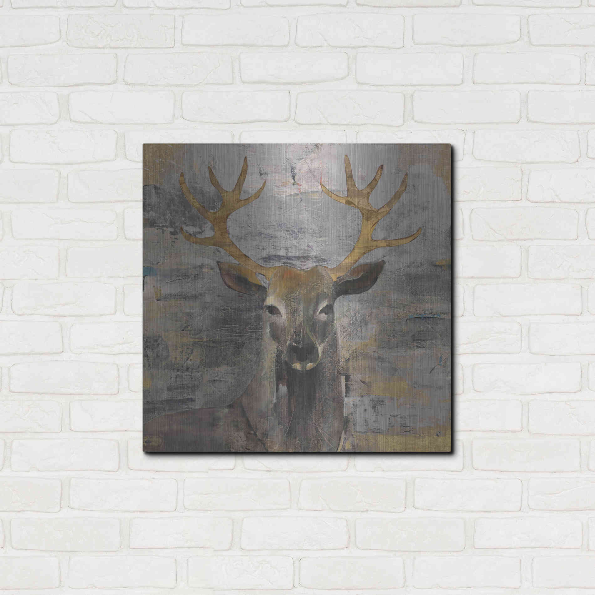 Luxe Metal Art 'The Leader Gold Light Grey' by Albena Hristova, Metal Wall Art,24x24