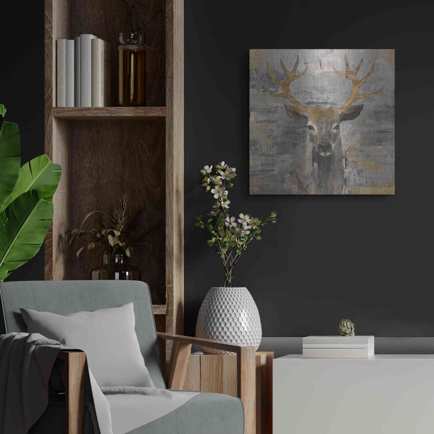 Luxe Metal Art 'The Leader Gold Light Grey' by Albena Hristova, Metal Wall Art,24x24