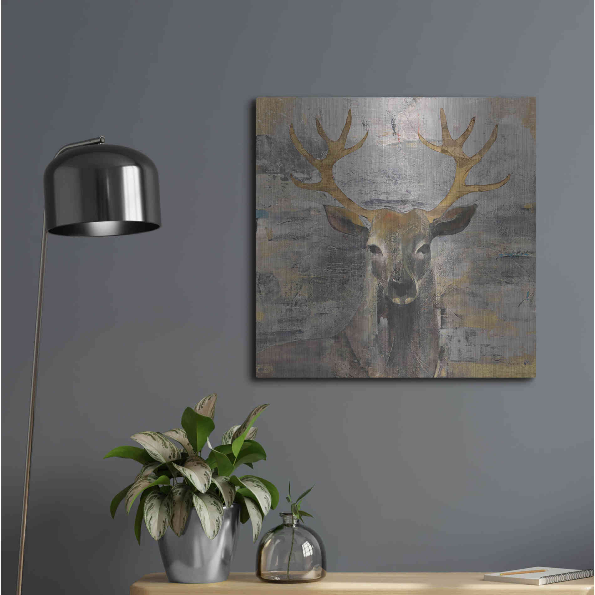 Luxe Metal Art 'The Leader Gold Light Grey' by Albena Hristova, Metal Wall Art,24x24