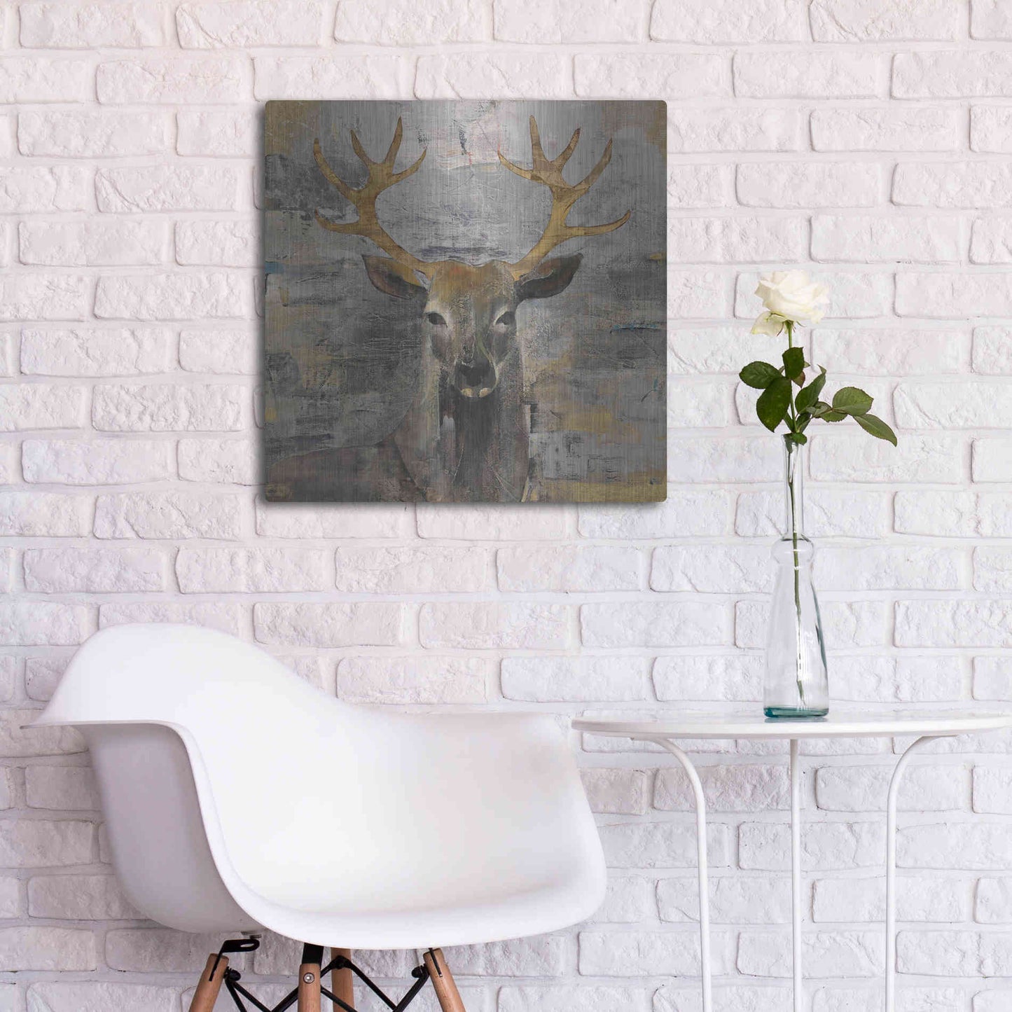 Luxe Metal Art 'The Leader Gold Light Grey' by Albena Hristova, Metal Wall Art,24x24