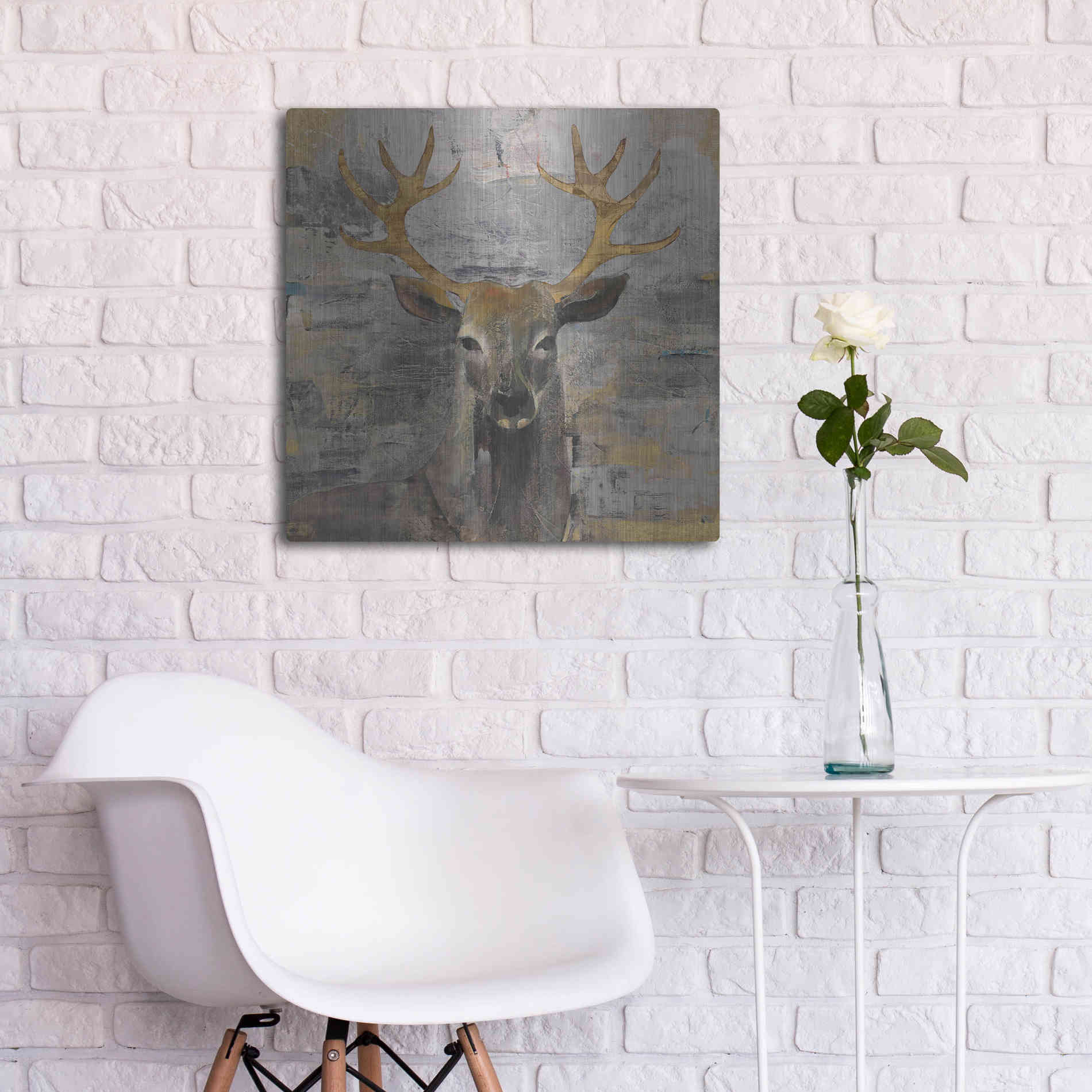 Luxe Metal Art 'The Leader Gold Light Grey' by Albena Hristova, Metal Wall Art,24x24