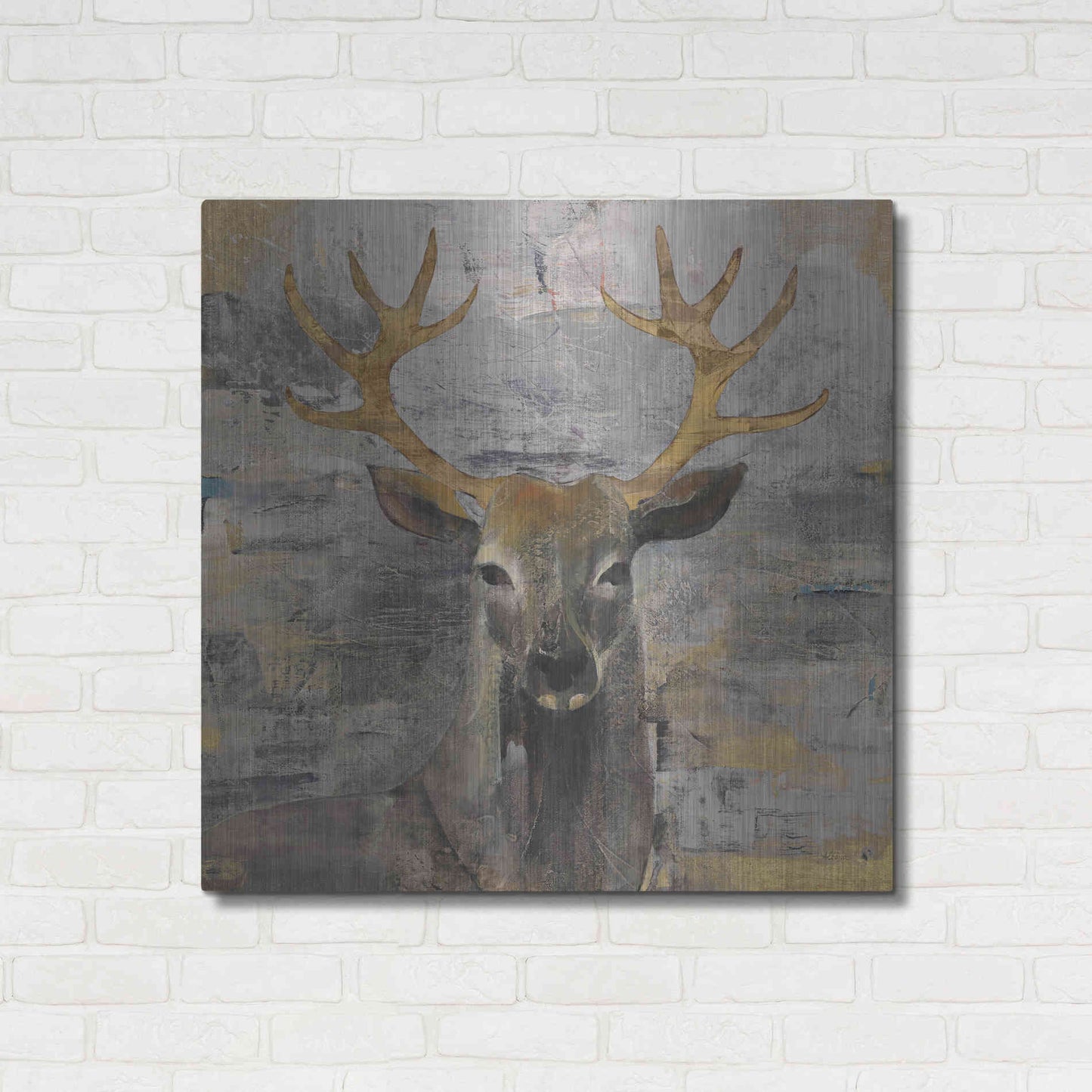 Luxe Metal Art 'The Leader Gold Light Grey' by Albena Hristova, Metal Wall Art,36x36
