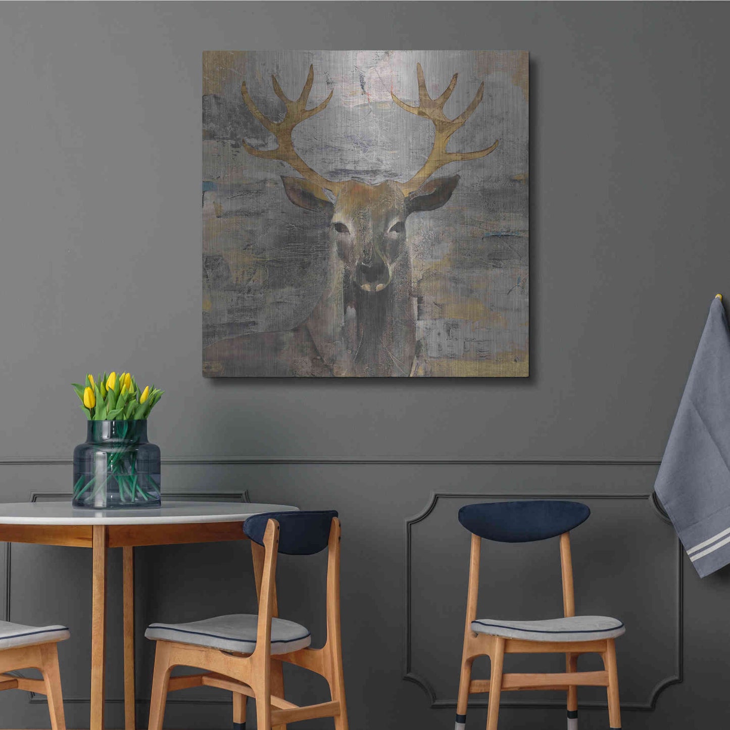 Luxe Metal Art 'The Leader Gold Light Grey' by Albena Hristova, Metal Wall Art,36x36