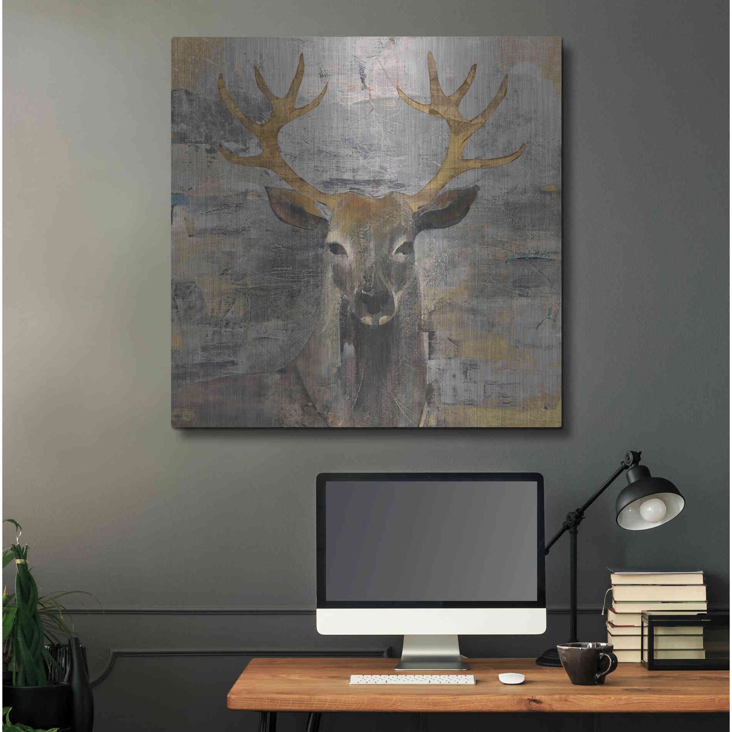 Luxe Metal Art 'The Leader Gold Light Grey' by Albena Hristova, Metal Wall Art,36x36