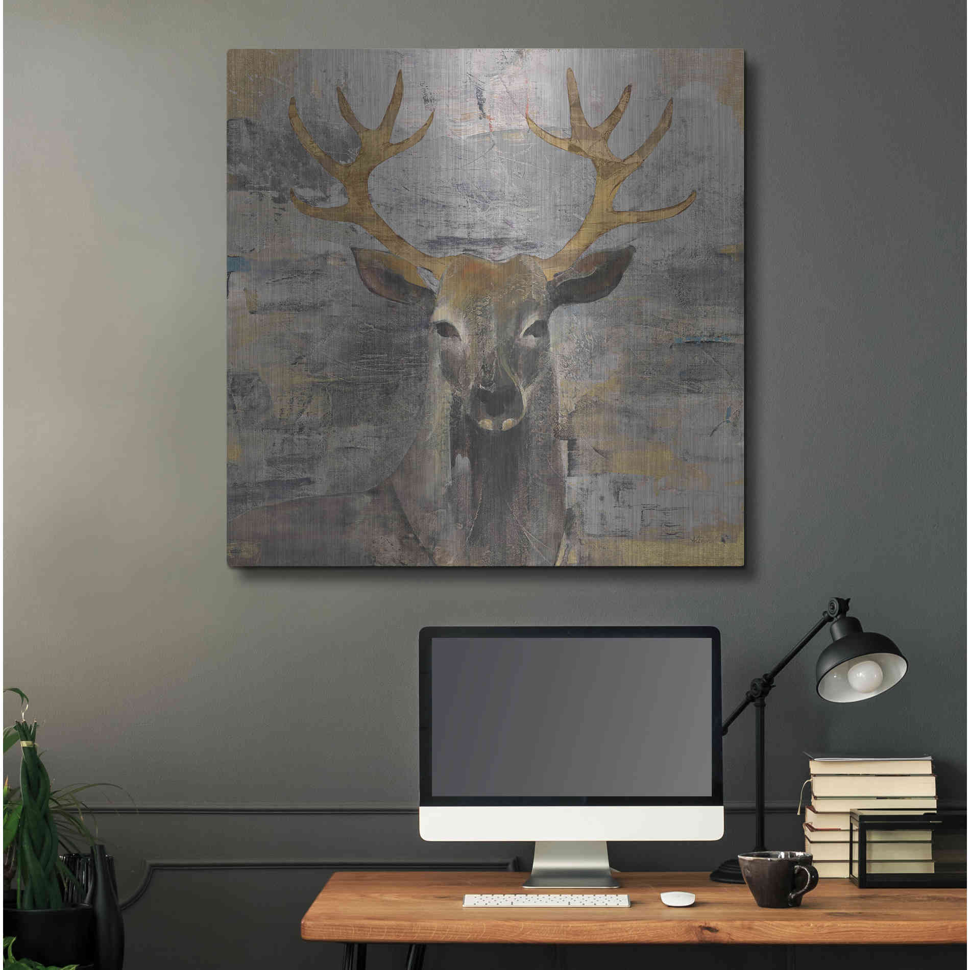 Luxe Metal Art 'The Leader Gold Light Grey' by Albena Hristova, Metal Wall Art,36x36