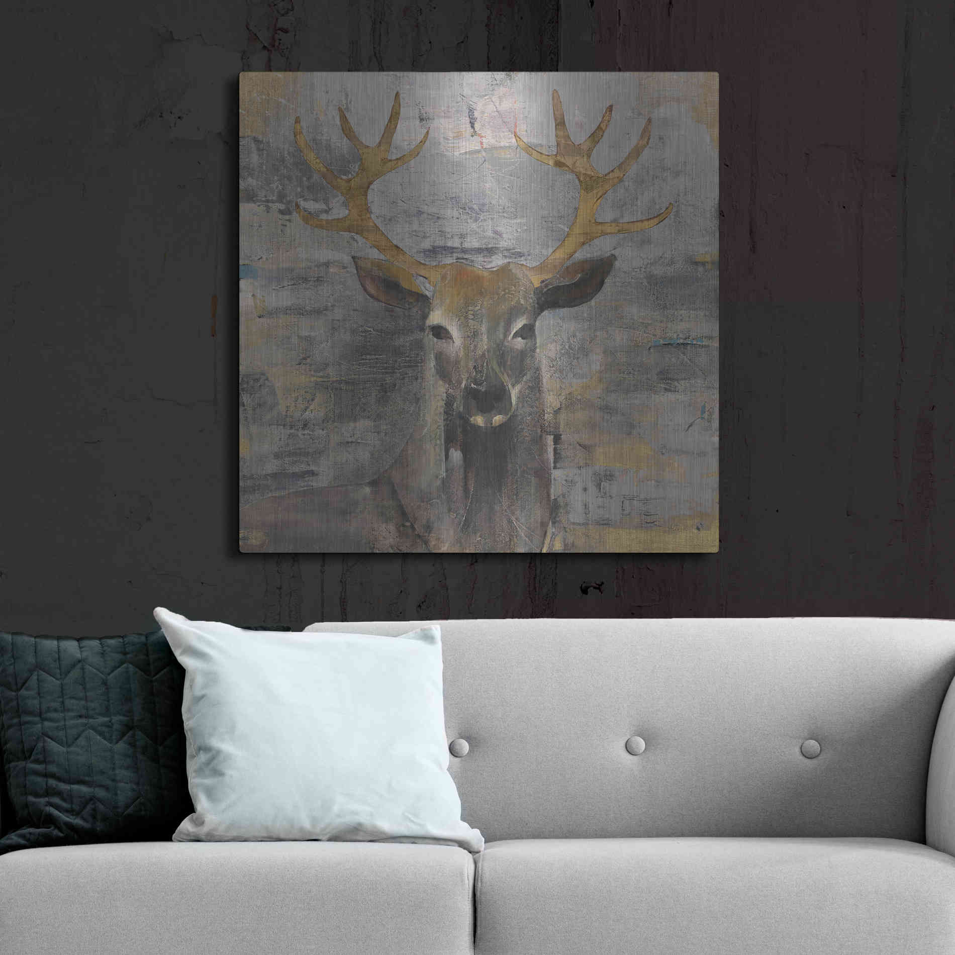 Luxe Metal Art 'The Leader Gold Light Grey' by Albena Hristova, Metal Wall Art,36x36