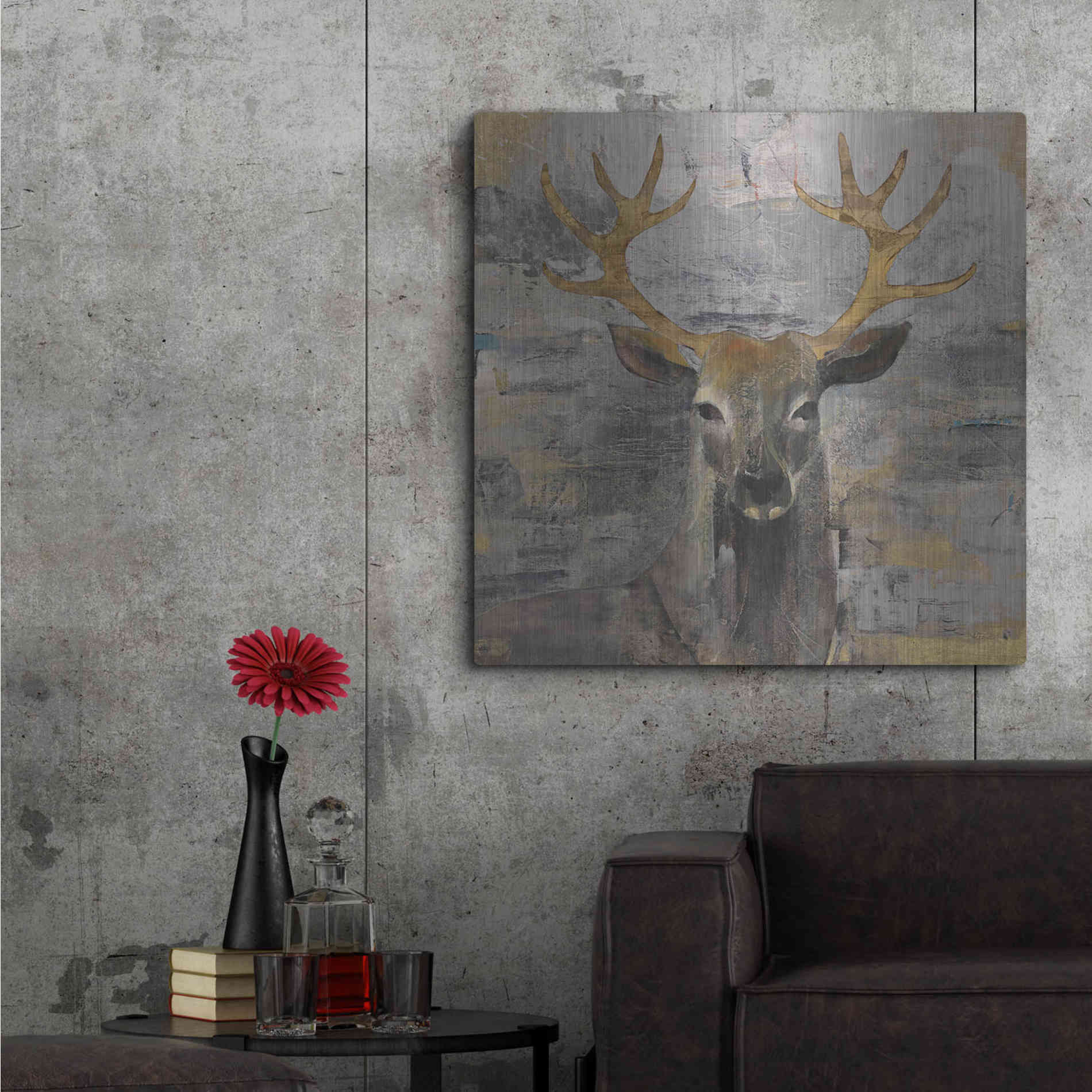 Luxe Metal Art 'The Leader Gold Light Grey' by Albena Hristova, Metal Wall Art,36x36
