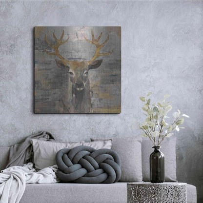 Luxe Metal Art 'The Leader Gold Light Grey' by Albena Hristova, Metal Wall Art,36x36