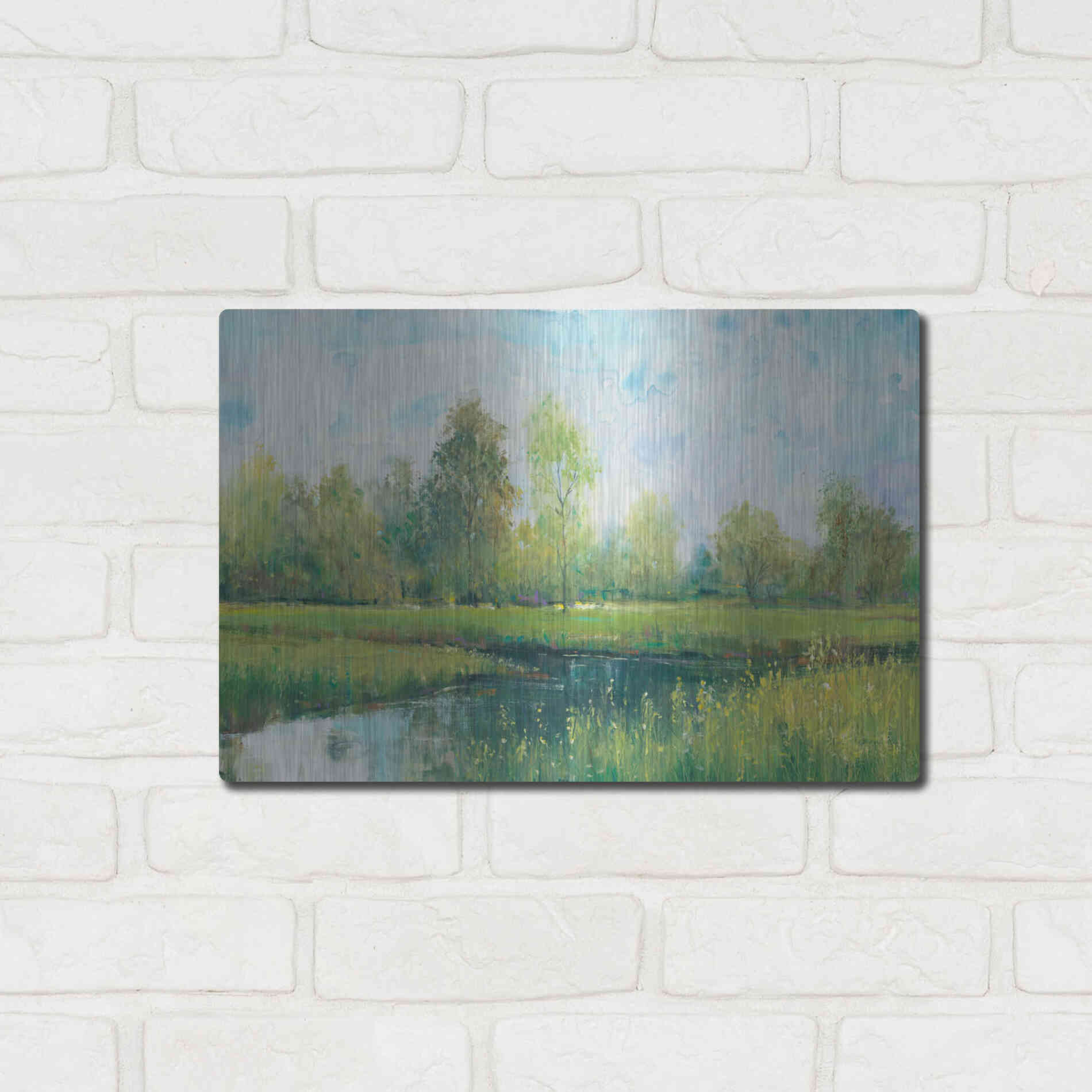 Luxe Metal Art 'Tranquil Park I' by Tim O'Toole, Metal Wall Art,16x12