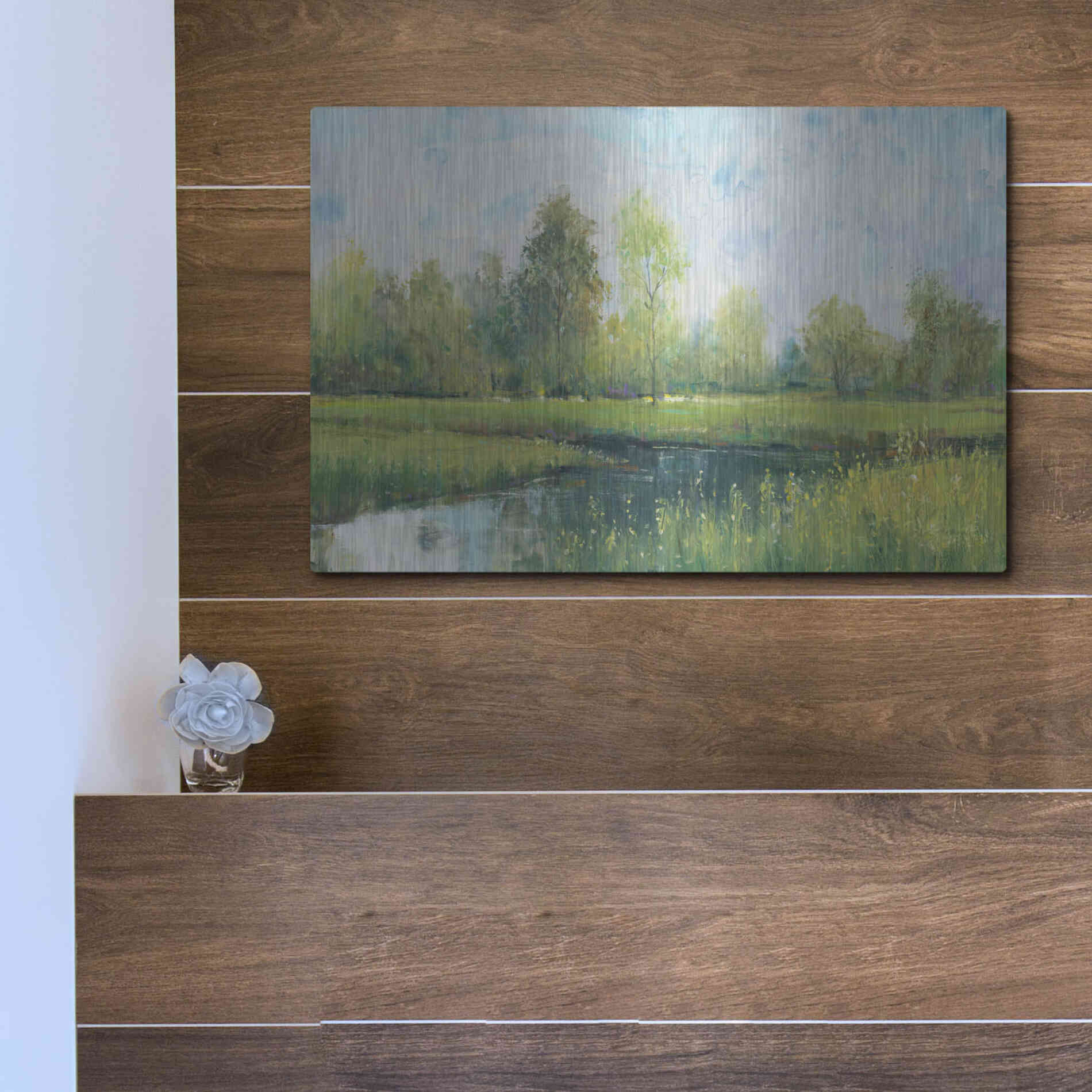 Luxe Metal Art 'Tranquil Park I' by Tim O'Toole, Metal Wall Art,16x12