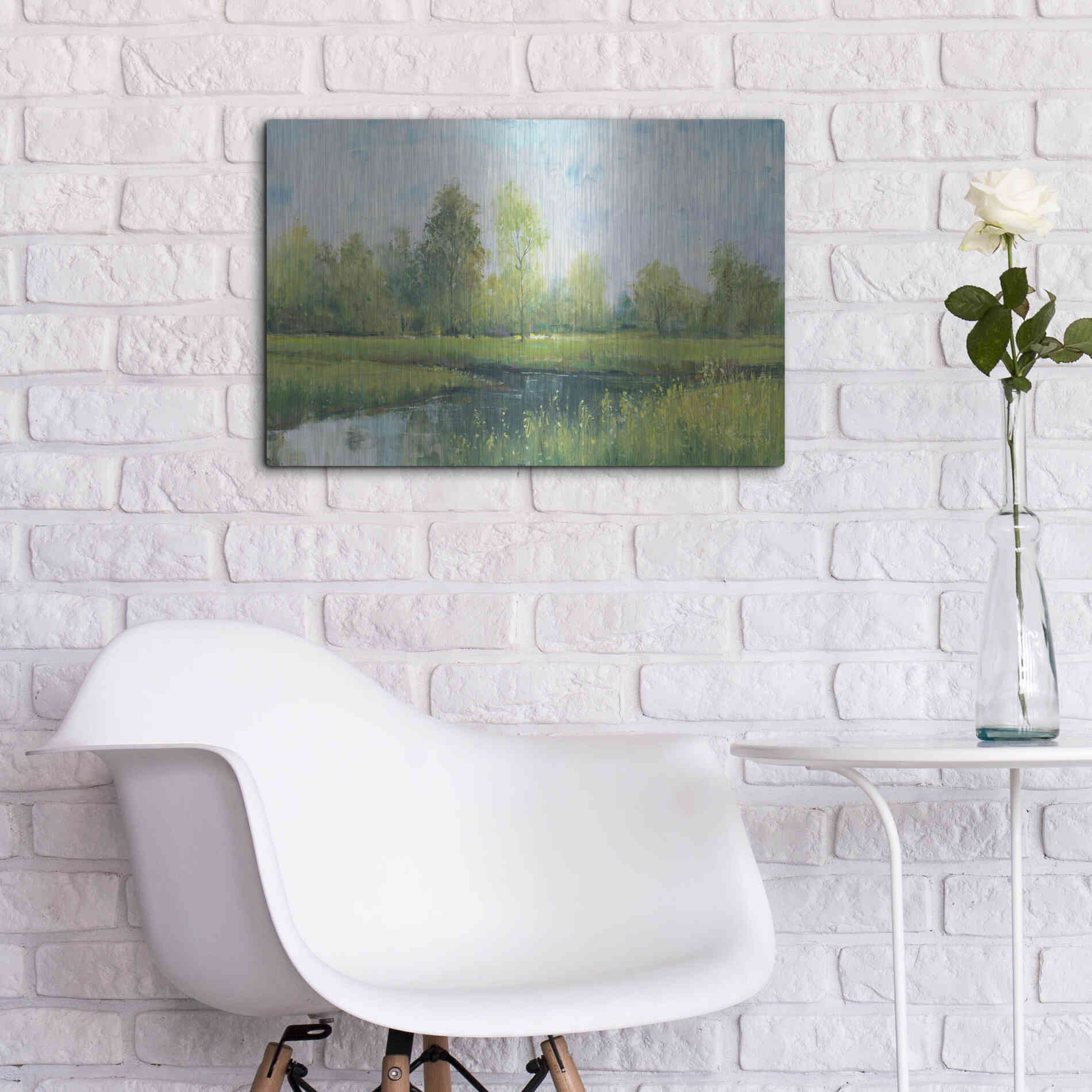 Luxe Metal Art 'Tranquil Park I' by Tim O'Toole, Metal Wall Art,24x16