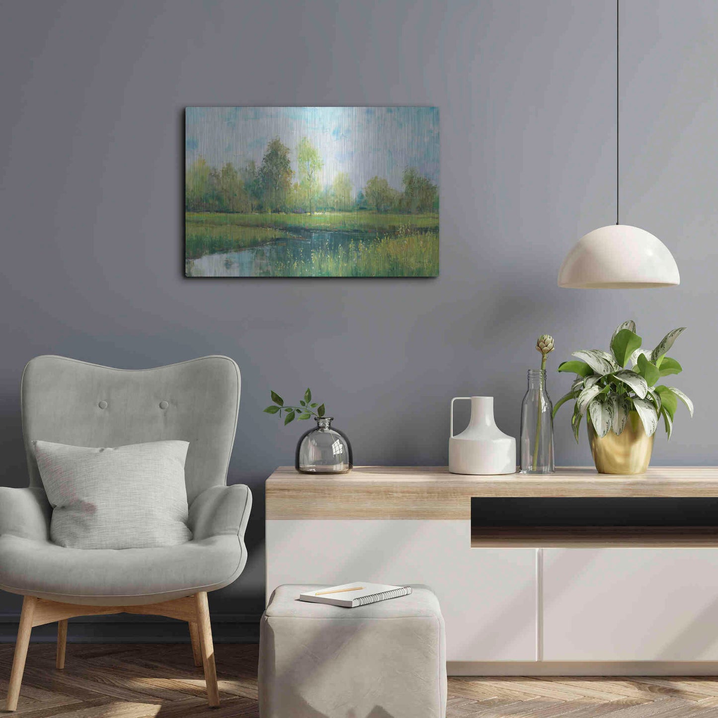 Luxe Metal Art 'Tranquil Park I' by Tim O'Toole, Metal Wall Art,24x16