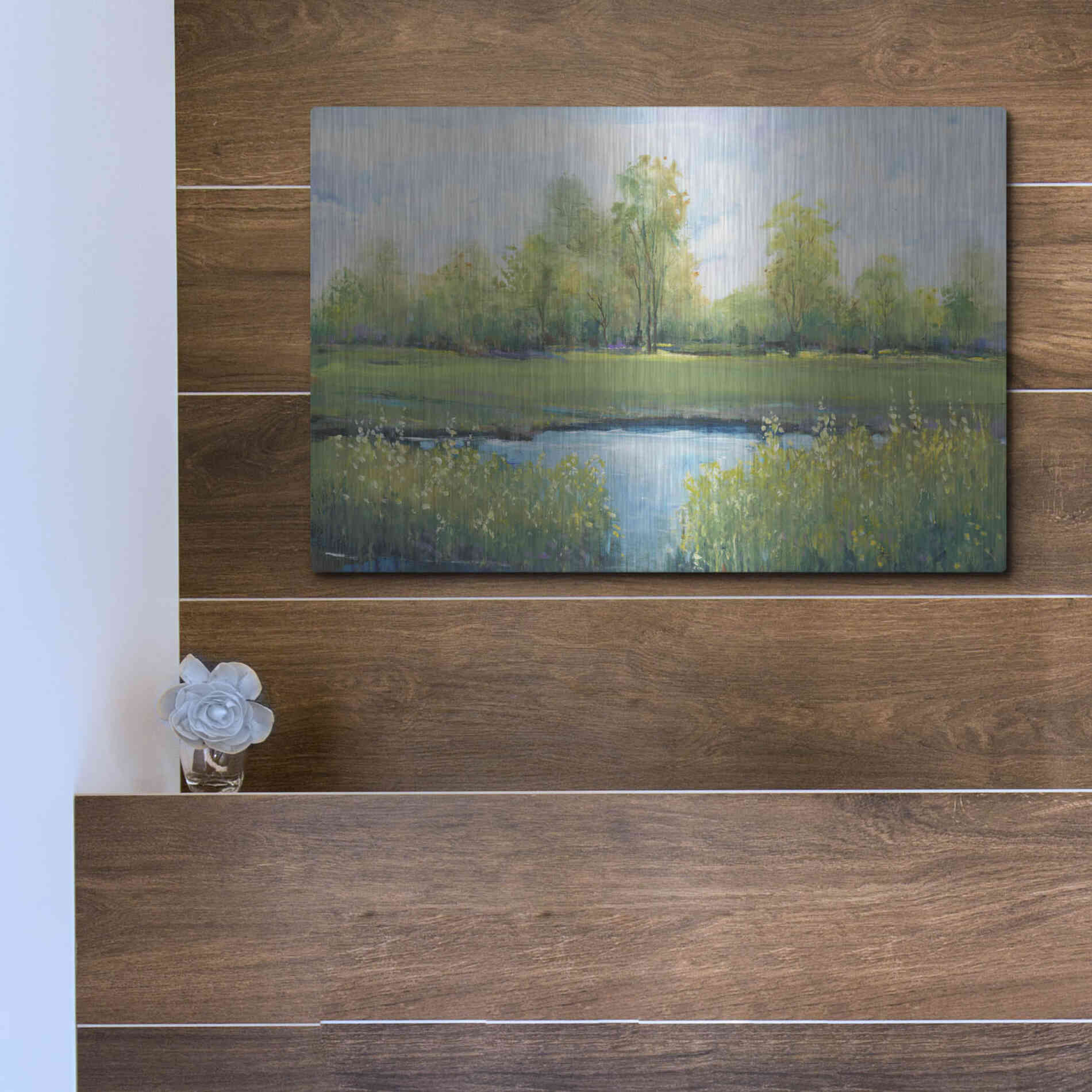 Luxe Metal Art 'Tranquil Park II' by Tim O'Toole, Metal Wall Art,16x12