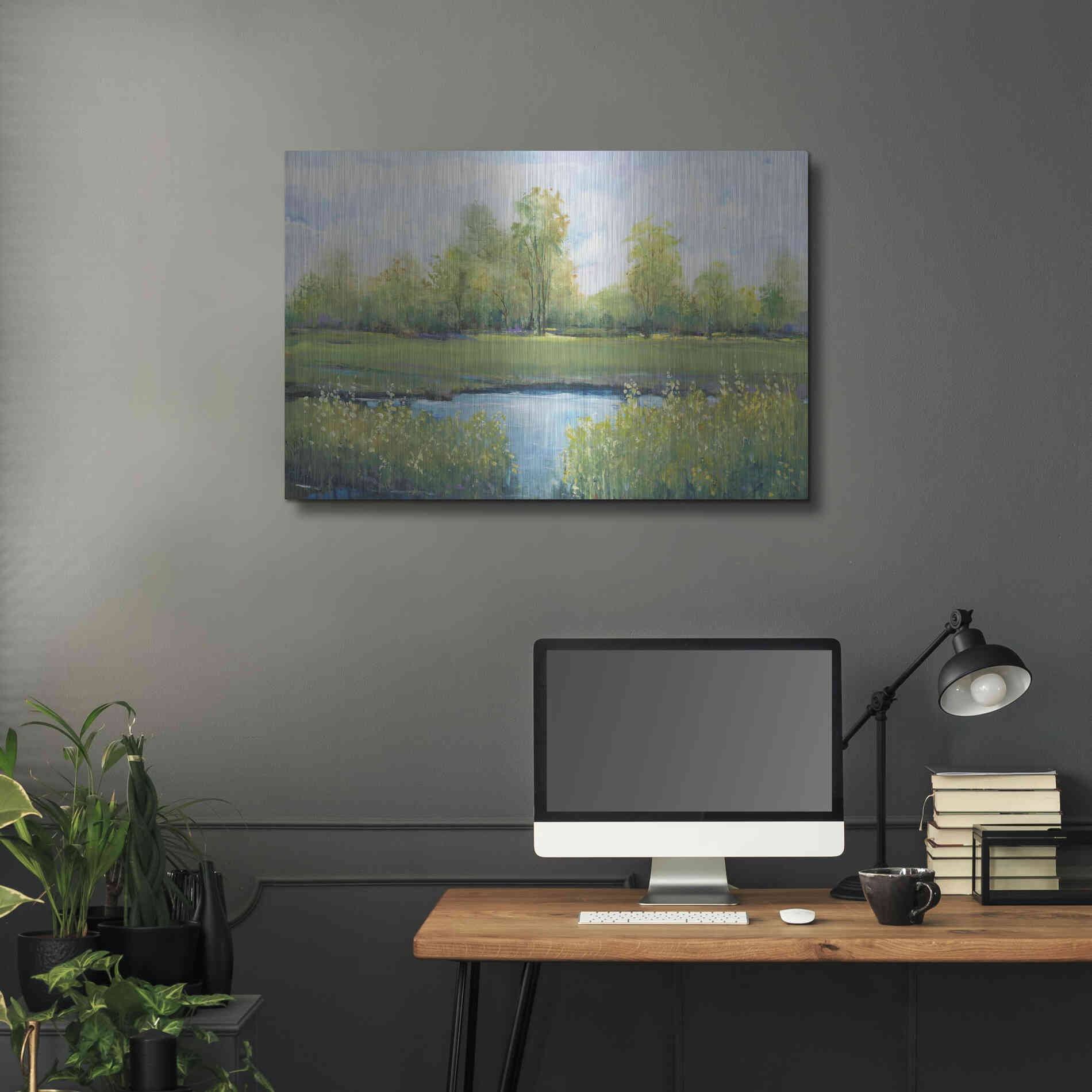 Luxe Metal Art 'Tranquil Park II' by Tim O'Toole, Metal Wall Art,36x24