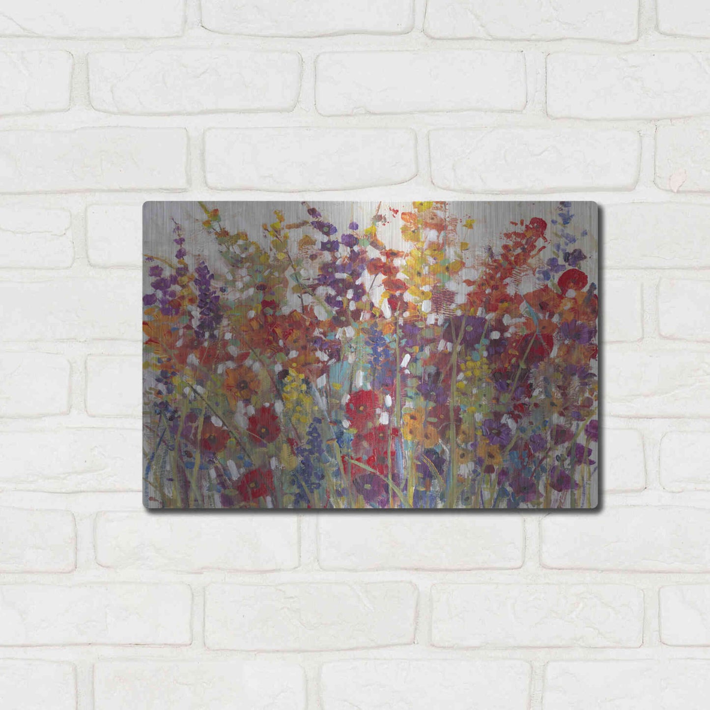 Luxe Metal Art 'Variety of Flowers II' by Tim O'Toole, Metal Wall Art,16x12