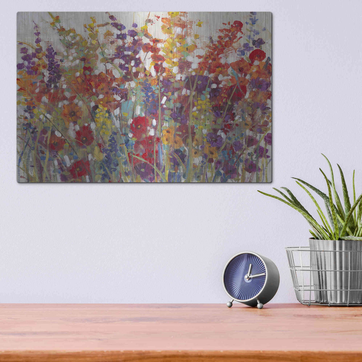 Luxe Metal Art 'Variety of Flowers II' by Tim O'Toole, Metal Wall Art,16x12