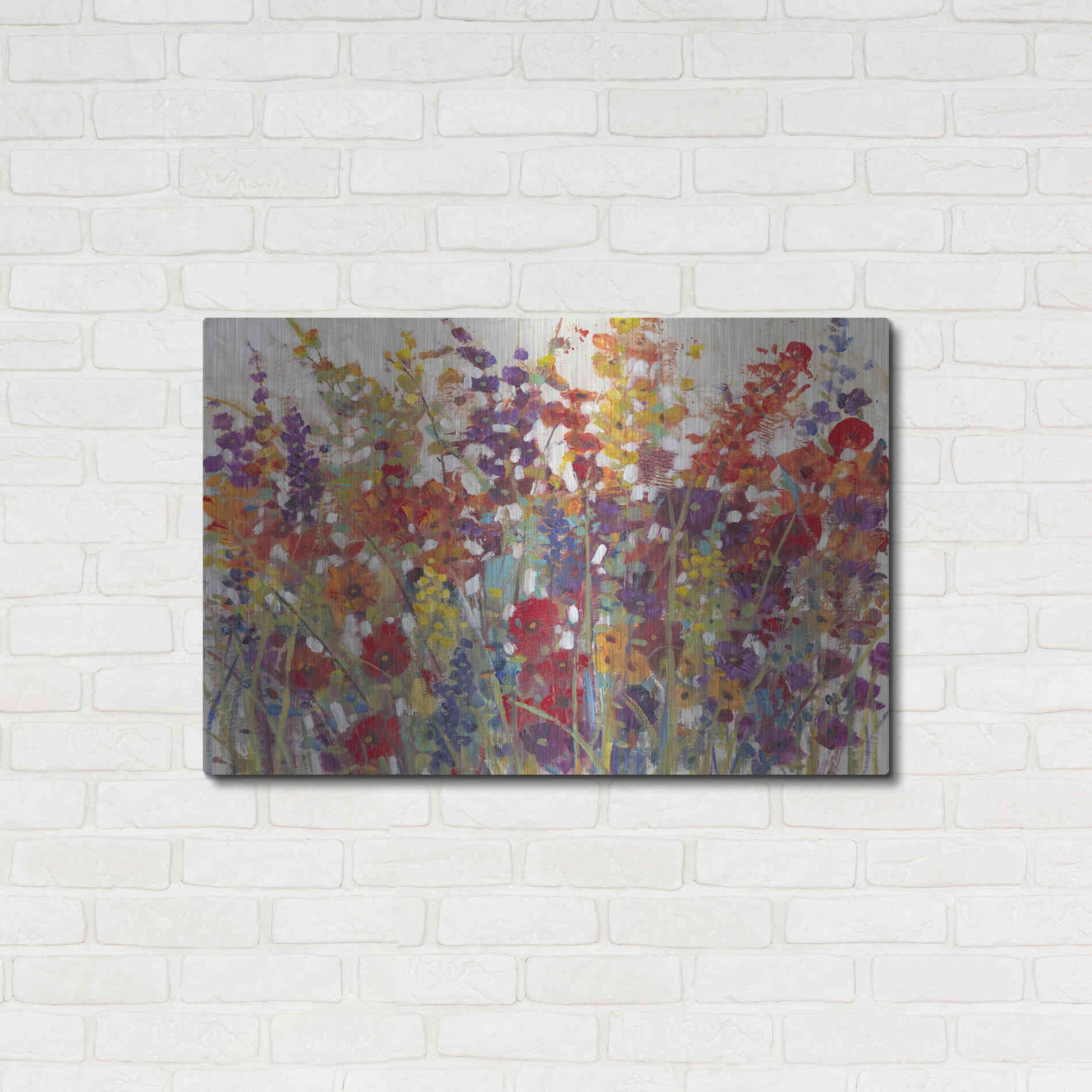 Luxe Metal Art 'Variety of Flowers II' by Tim O'Toole, Metal Wall Art,36x24