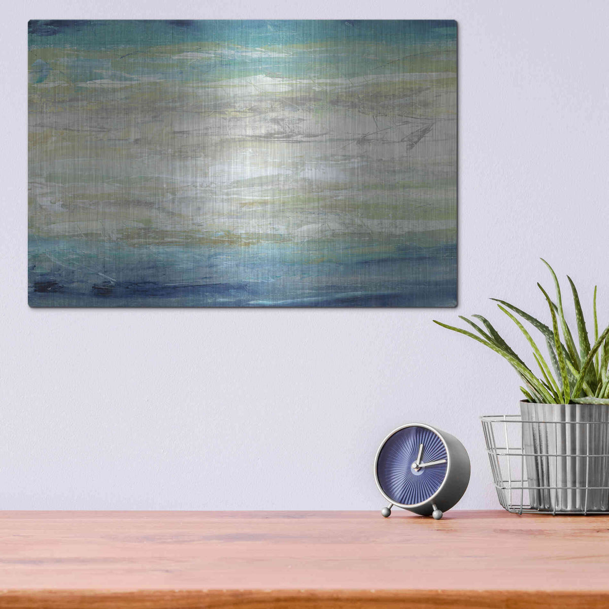 Luxe Metal Art 'Wave Length I' by Tim O'Toole, Metal Wall Art,16x12