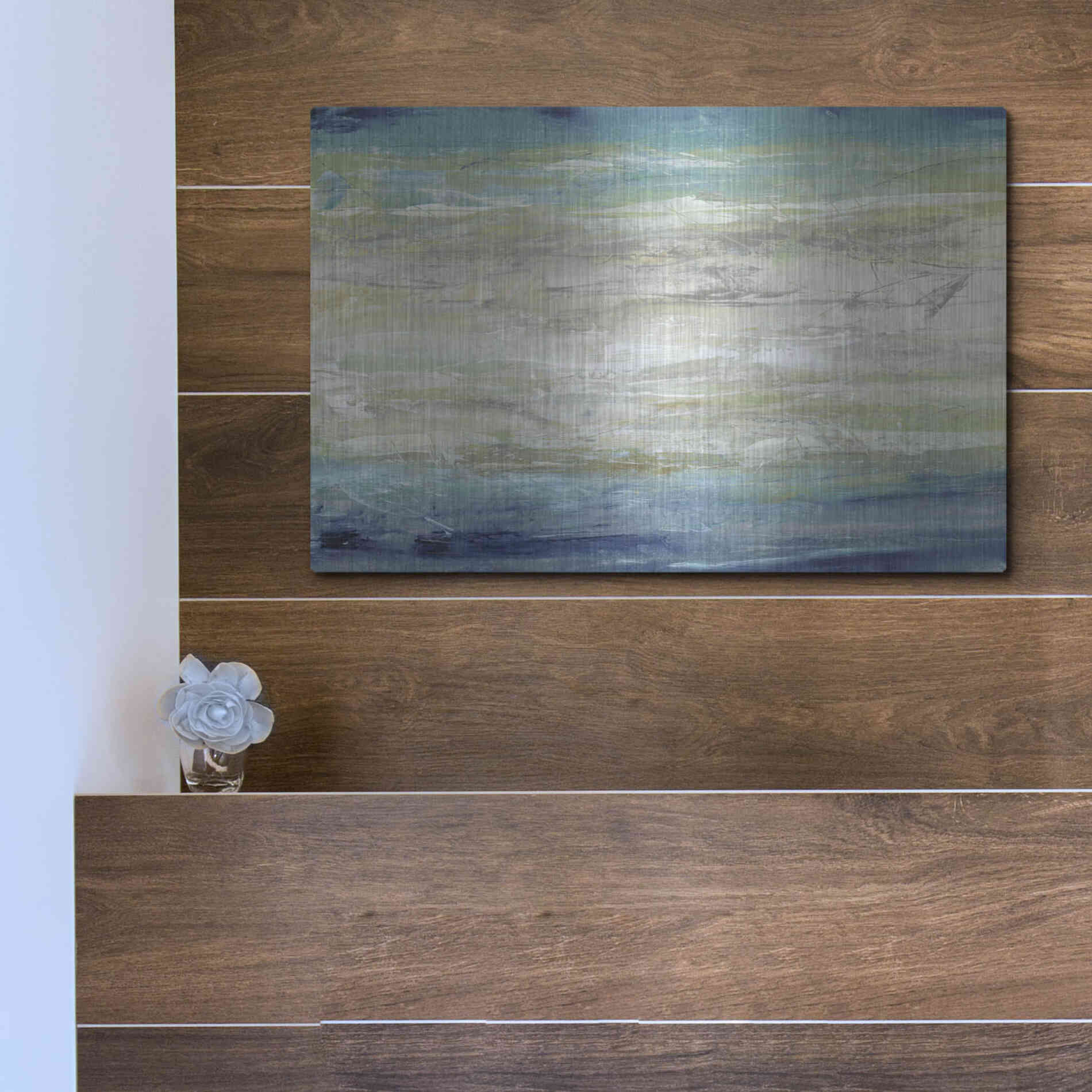 Luxe Metal Art 'Wave Length I' by Tim O'Toole, Metal Wall Art,16x12