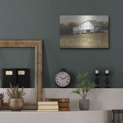Luxe Metal Art 'White Barn View I' by Tim O'Toole, Metal Wall Art,16x12