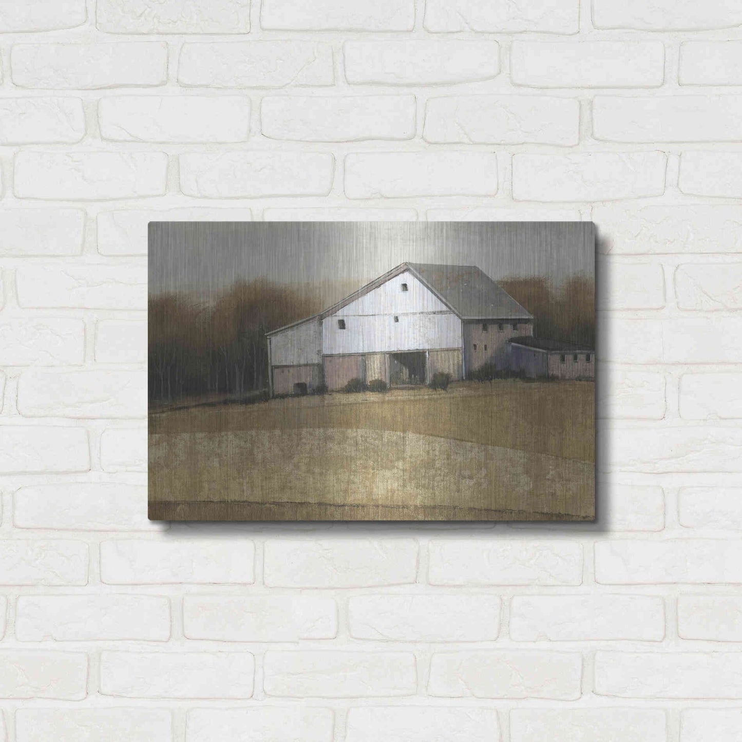 Luxe Metal Art 'White Barn View I' by Tim O'Toole, Metal Wall Art,24x16