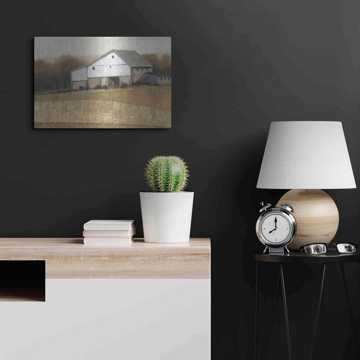 Luxe Metal Art 'White Barn View I' by Tim O'Toole, Metal Wall Art,24x16