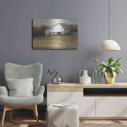 Luxe Metal Art 'White Barn View I' by Tim O'Toole, Metal Wall Art,24x16