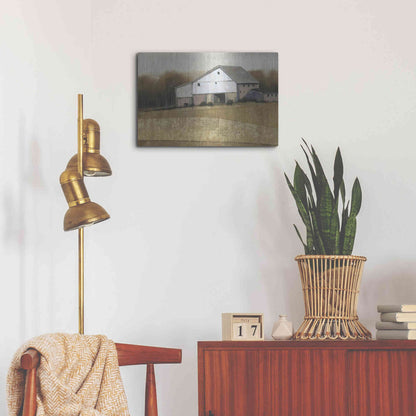 Luxe Metal Art 'White Barn View I' by Tim O'Toole, Metal Wall Art,24x16