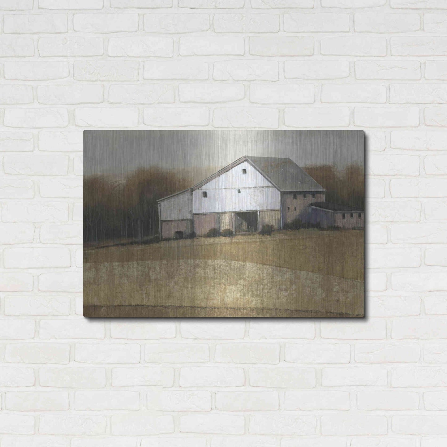 Luxe Metal Art 'White Barn View I' by Tim O'Toole, Metal Wall Art,36x24