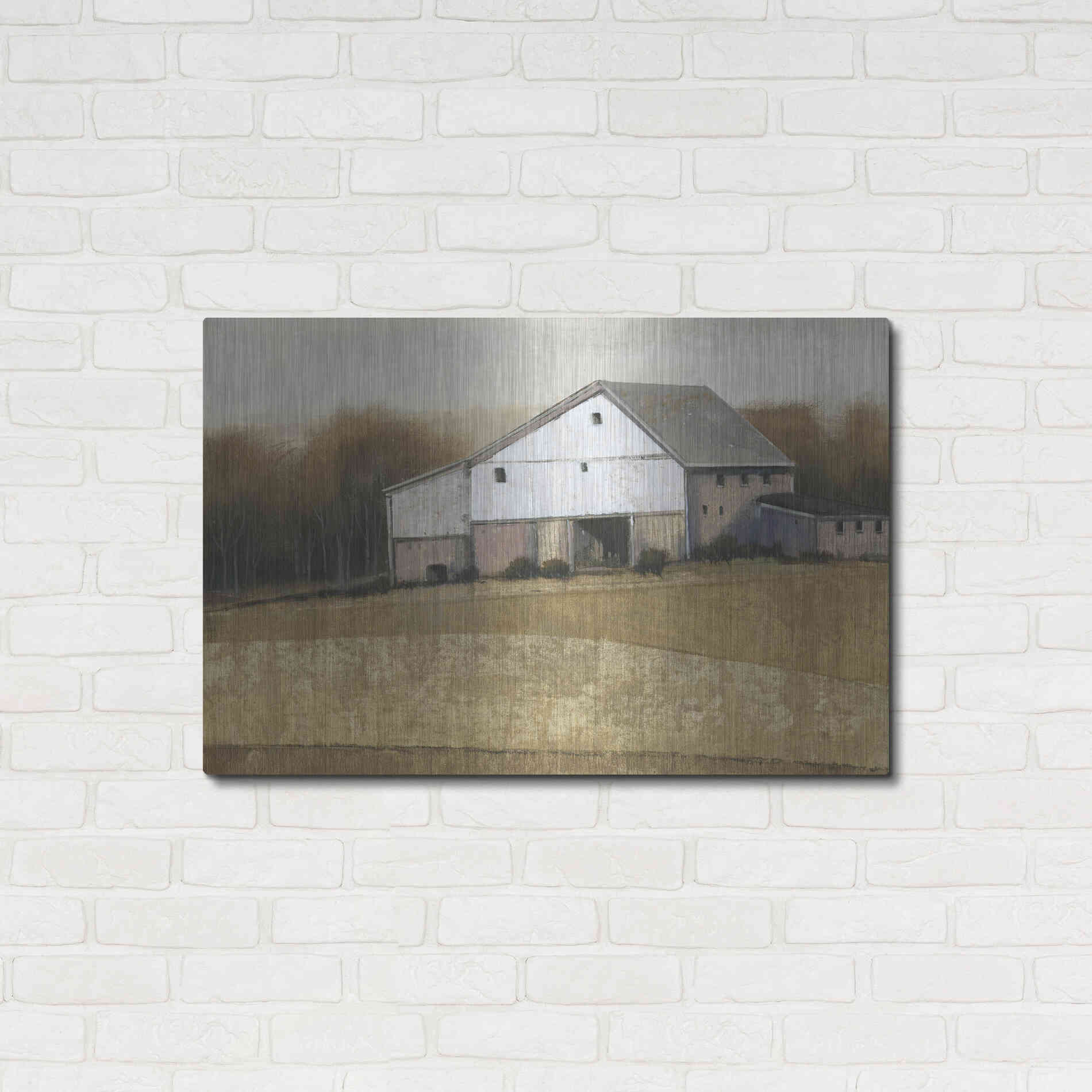 Luxe Metal Art 'White Barn View I' by Tim O'Toole, Metal Wall Art,36x24