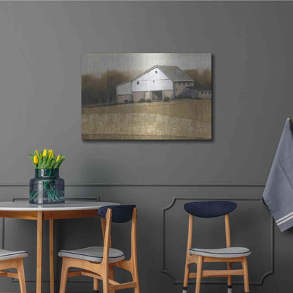 Luxe Metal Art 'White Barn View I' by Tim O'Toole, Metal Wall Art,36x24