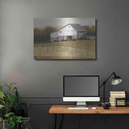 Luxe Metal Art 'White Barn View I' by Tim O'Toole, Metal Wall Art,36x24