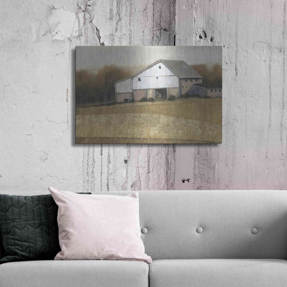 Luxe Metal Art 'White Barn View I' by Tim O'Toole, Metal Wall Art,36x24