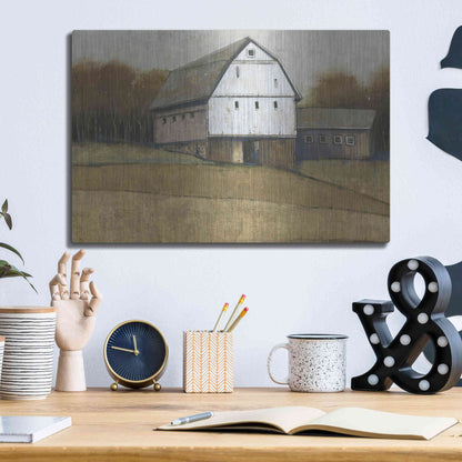 Luxe Metal Art 'White Barn View II' by Tim O'Toole, Metal Wall Art,16x12