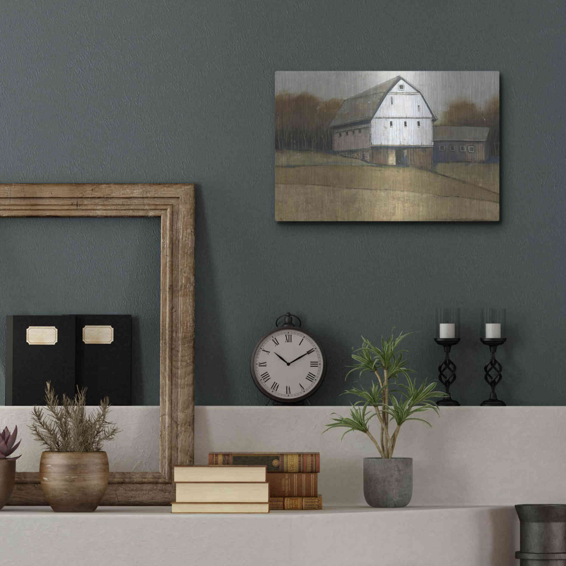 Luxe Metal Art 'White Barn View II' by Tim O'Toole, Metal Wall Art,16x12