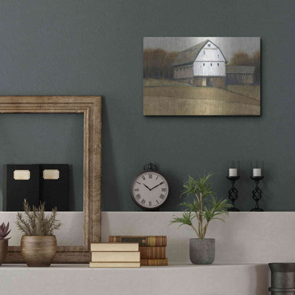 Luxe Metal Art 'White Barn View II' by Tim O'Toole, Metal Wall Art,16x12