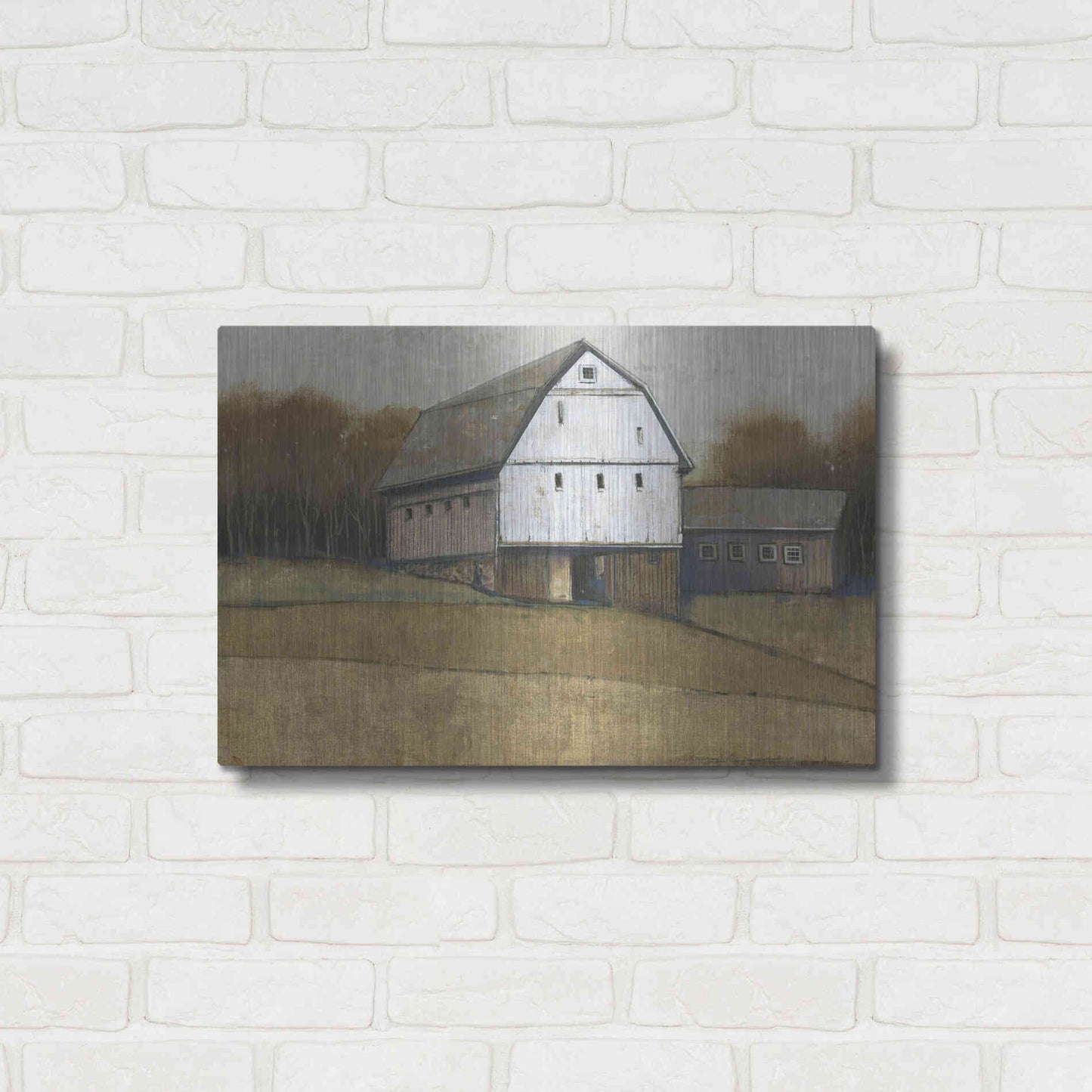 Luxe Metal Art 'White Barn View II' by Tim O'Toole, Metal Wall Art,24x16
