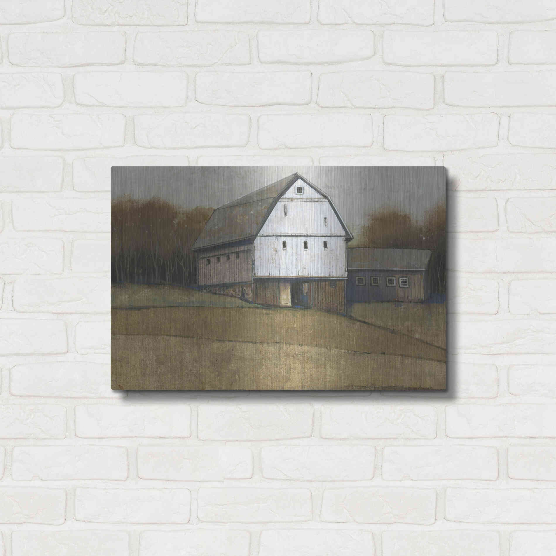 Luxe Metal Art 'White Barn View II' by Tim O'Toole, Metal Wall Art,24x16