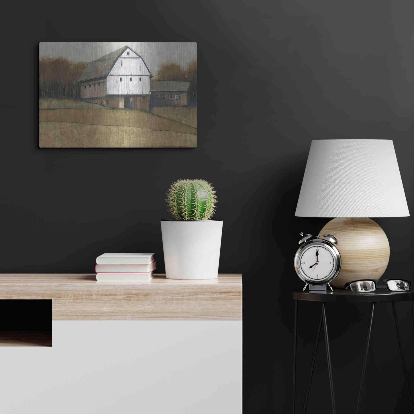 Luxe Metal Art 'White Barn View II' by Tim O'Toole, Metal Wall Art,24x16