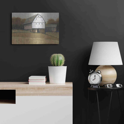 Luxe Metal Art 'White Barn View II' by Tim O'Toole, Metal Wall Art,24x16
