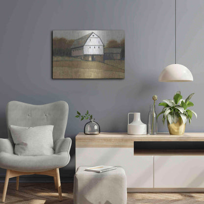Luxe Metal Art 'White Barn View II' by Tim O'Toole, Metal Wall Art,24x16