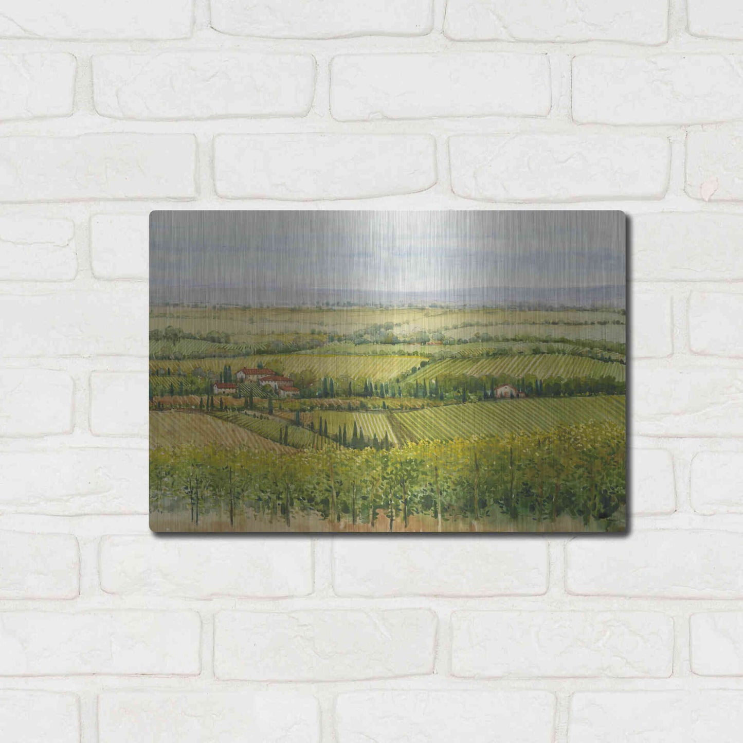 Luxe Metal Art 'Wine Country View I' by Tim O'Toole, Metal Wall Art,16x12