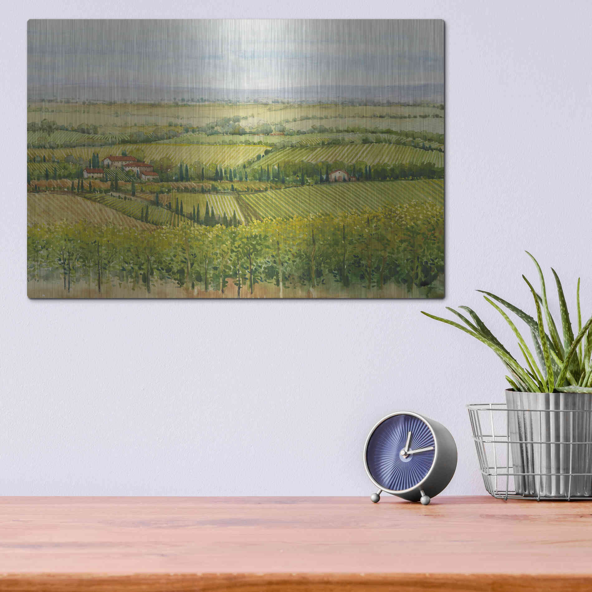 Luxe Metal Art 'Wine Country View I' by Tim O'Toole, Metal Wall Art,16x12