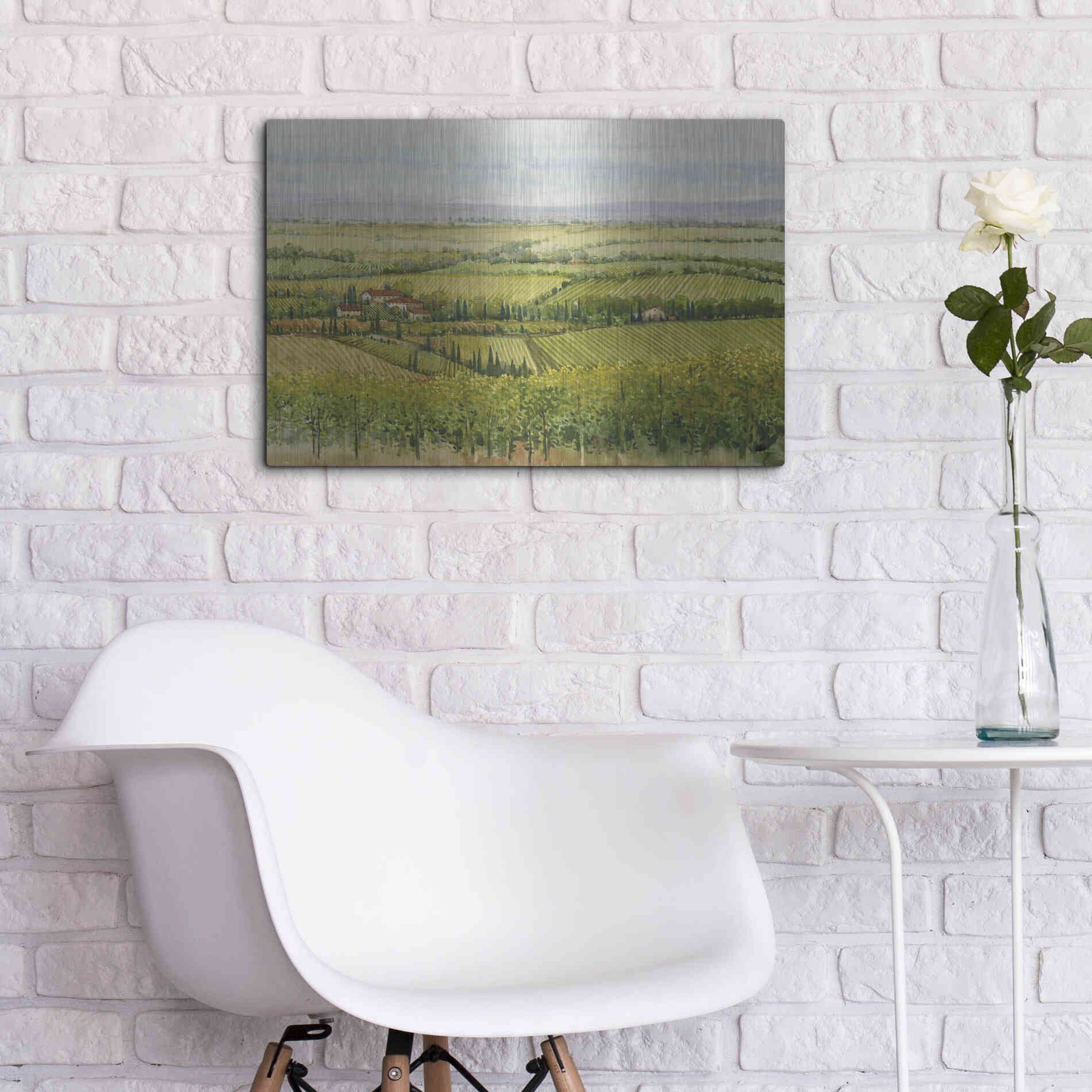 Luxe Metal Art 'Wine Country View I' by Tim O'Toole, Metal Wall Art,24x16