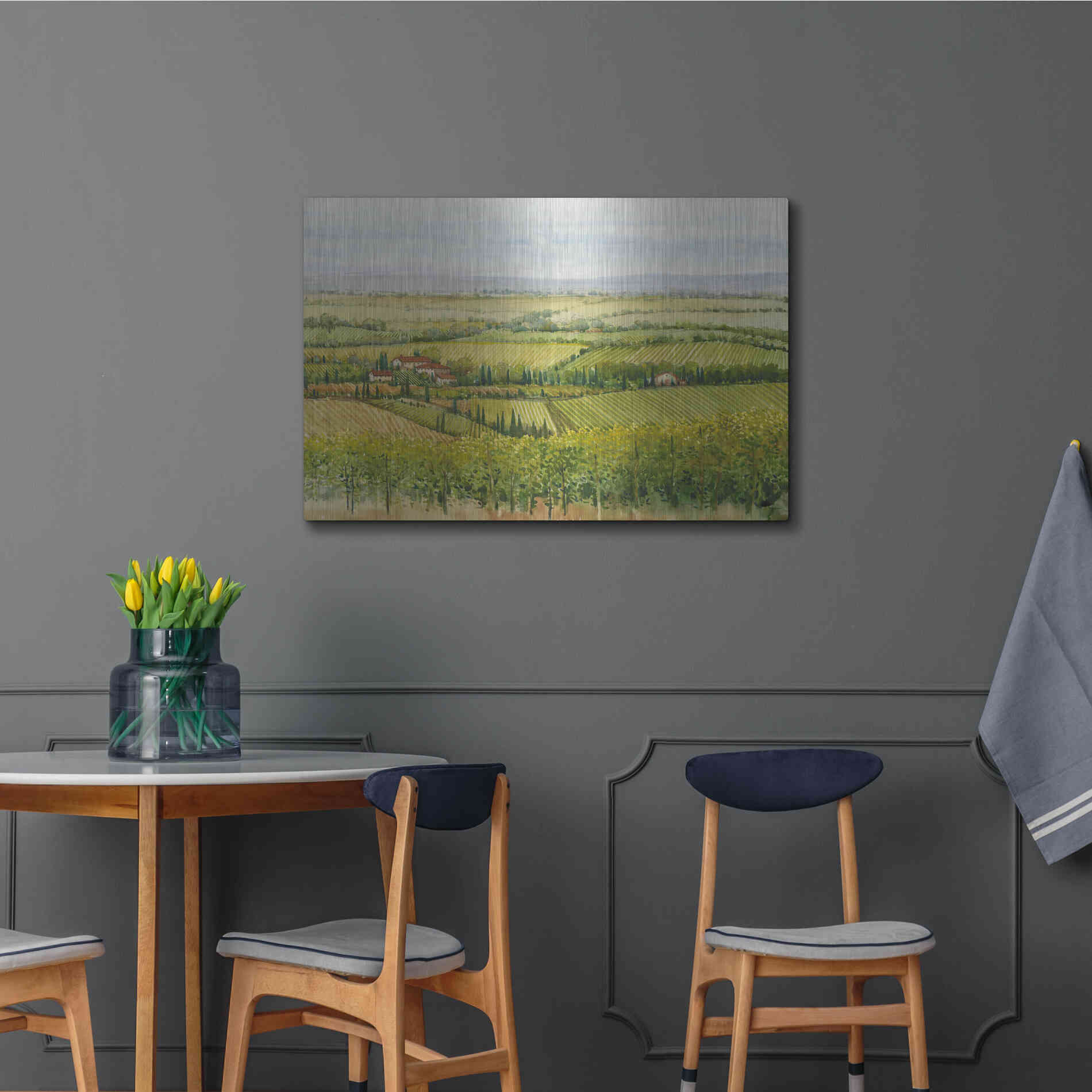 Luxe Metal Art 'Wine Country View I' by Tim O'Toole, Metal Wall Art,36x24