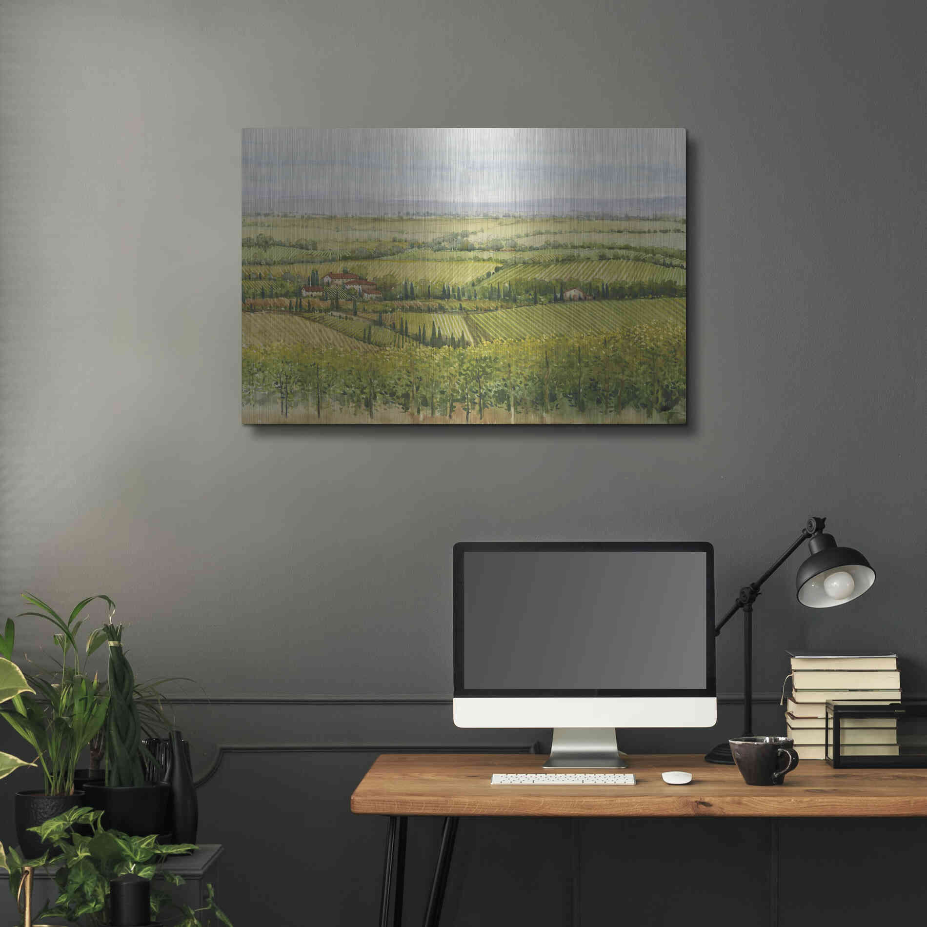 Luxe Metal Art 'Wine Country View I' by Tim O'Toole, Metal Wall Art,36x24